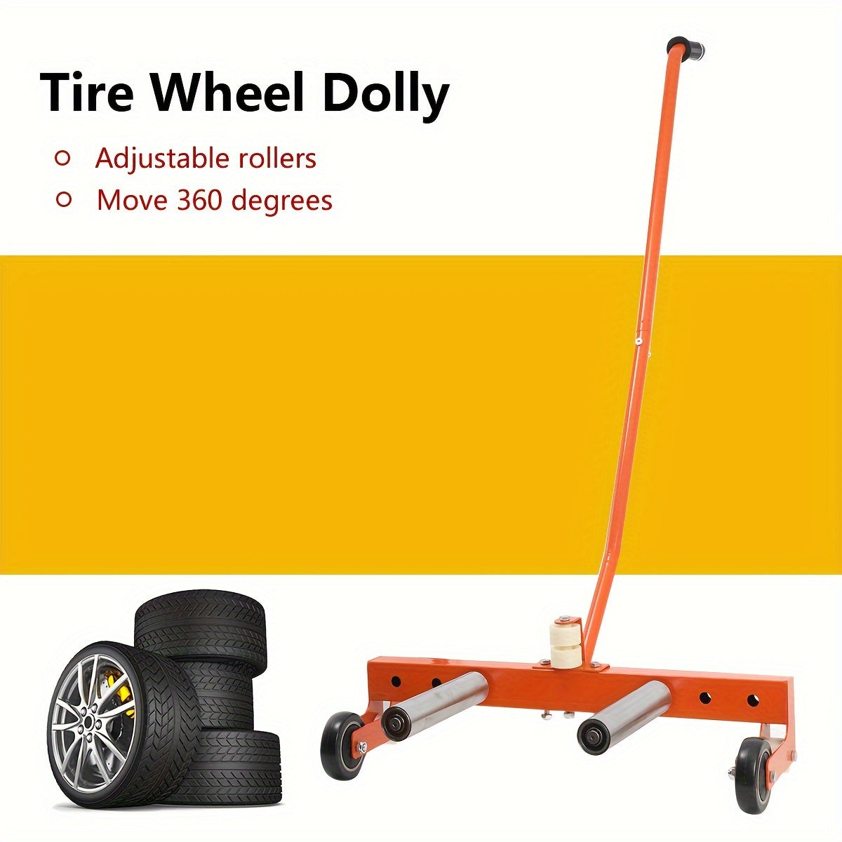 Cart Tire Lift Moving Tool Tire Moving Tool Heavy Duty Adjustable Rolling Wheel Maximum Load 150KG For HGV, Large Van & 4x4 Wheels From 16.51cm To 62.23cm.