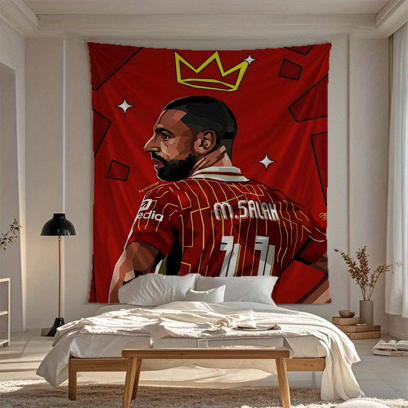 Liverpool Pharaoh Salah Red Jersey Tapestry - Durable, Wrinkle-Resistant and Easy to Hang - Perfect for Game Room, Bedroom, and Dorm - Unique Gift Idea with Free Hooks