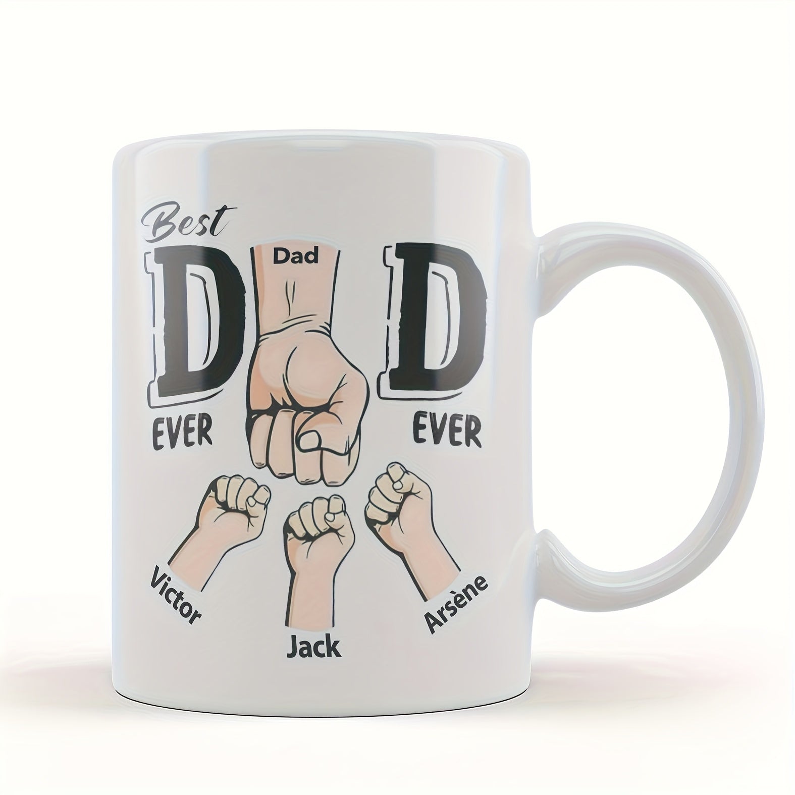 1-Pack Personalized "Best Dad Ever" Mug - Custom Dad Gift with Daughter's Name, Hand Wash Only, Reusable Coffee Cup for Father's Day, Christmas, Thanksgiving, Easter, Halloween, Hanukkah, Fathers Day Gift