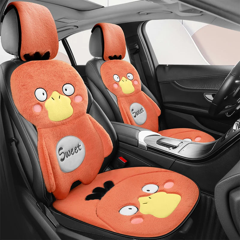3D embroidery Cartoon Duck Car Seat Cover, Soft Plush Protect, Your Car's Seats, Universal Fit for Most Cars, SUVs, and Trucks