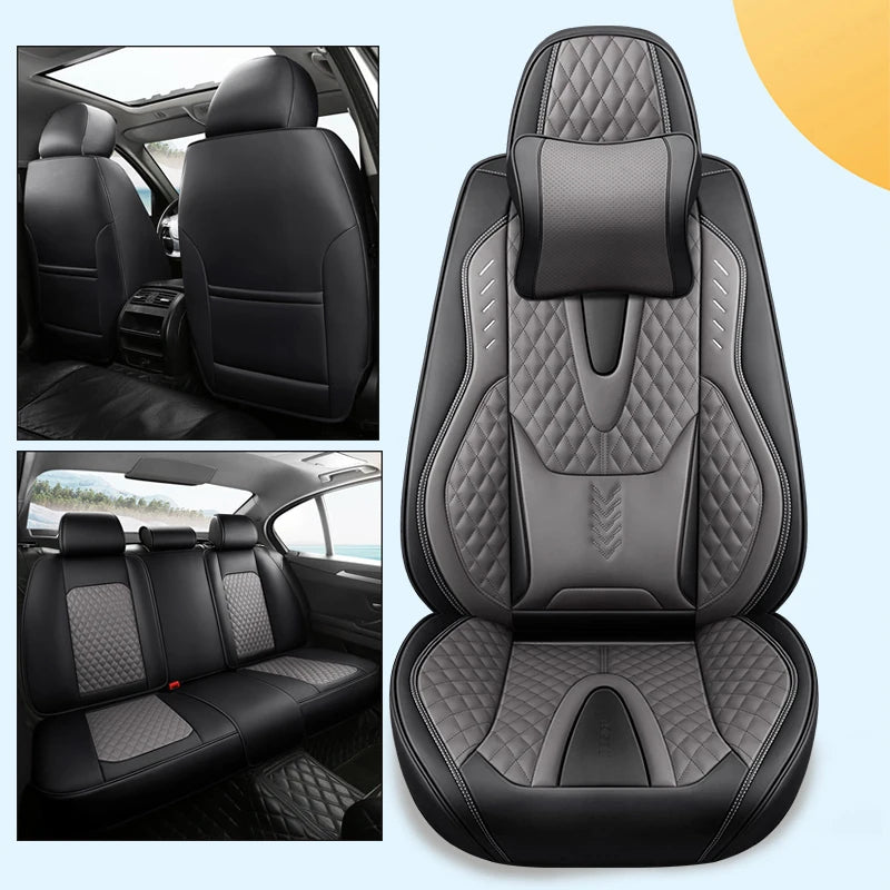 Nappa Car Seat Covers Breathable Waterproof Faux Leather Auto Cover for Cars SUV Truck Sedan,Universal Full Seat Blue +White