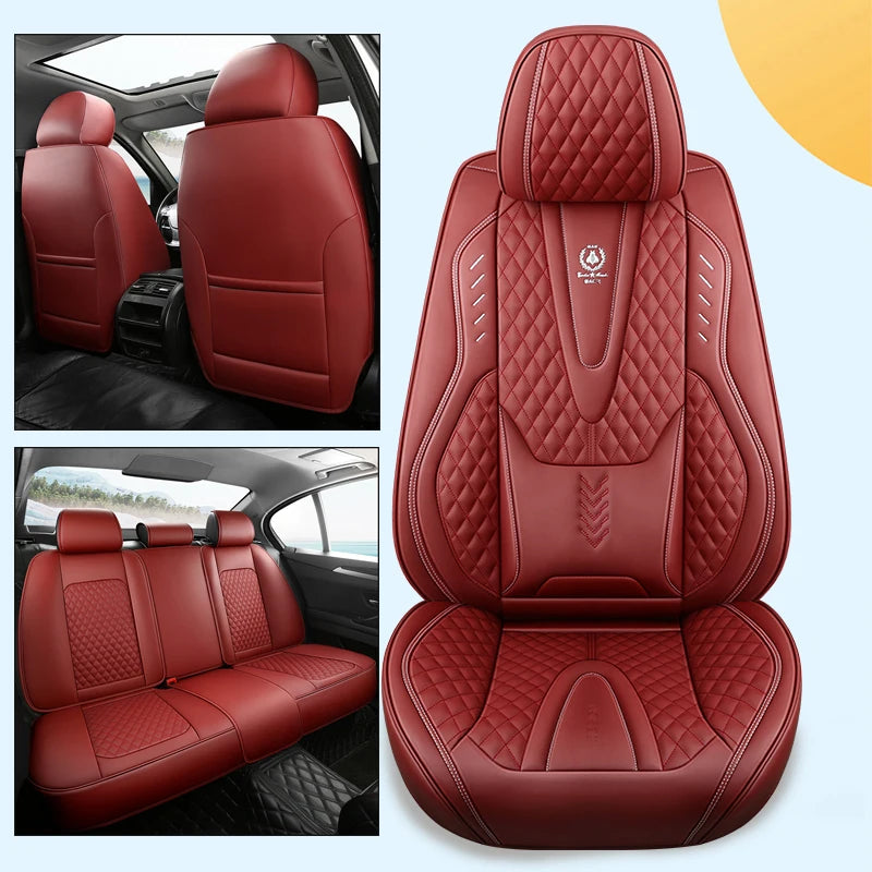 Nappa Car Seat Covers Breathable Waterproof Faux Leather Auto Cover for Cars SUV Truck Sedan,Universal Full Seat Blue +White