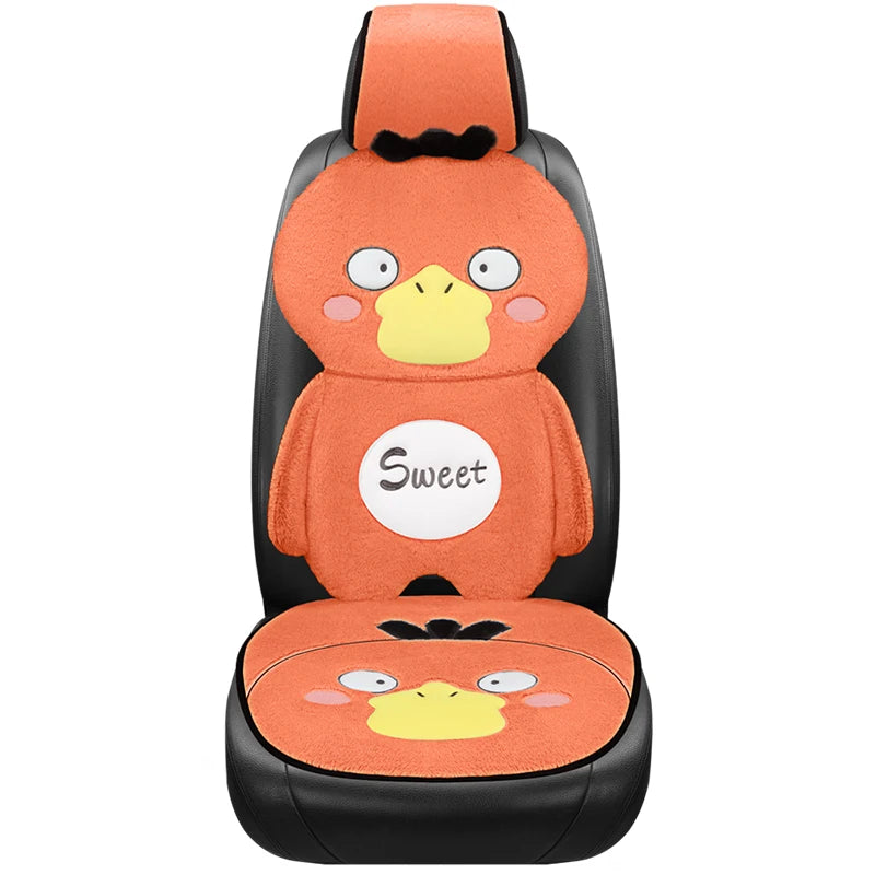 3D embroidery Cartoon Duck Car Seat Cover, Soft Plush Protect, Your Car's Seats, Universal Fit for Most Cars, SUVs, and Trucks