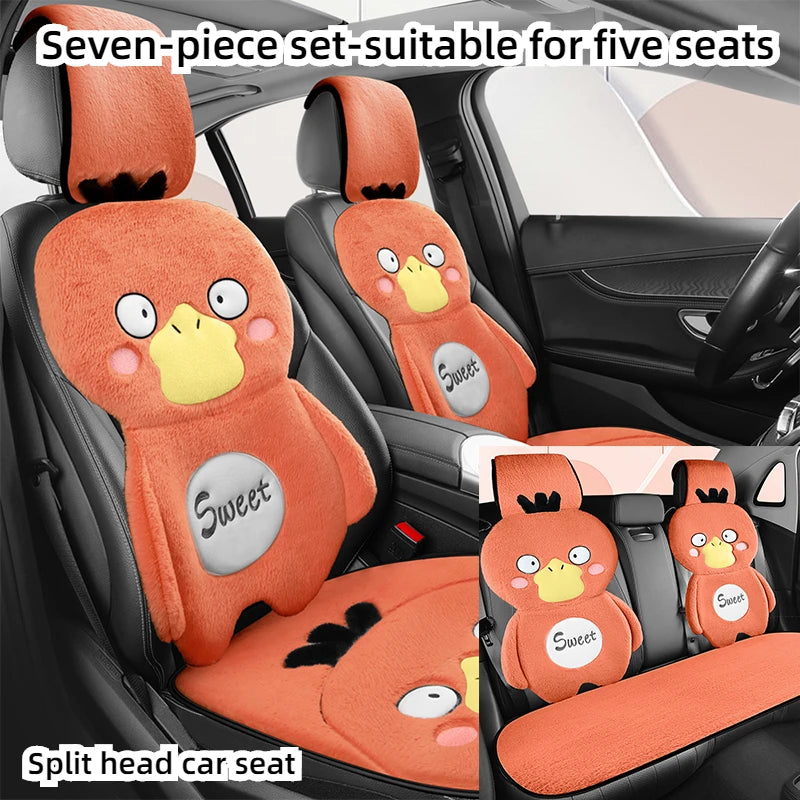3D embroidery Cartoon Duck Car Seat Cover, Soft Plush Protect, Your Car's Seats, Universal Fit for Most Cars, SUVs, and Trucks