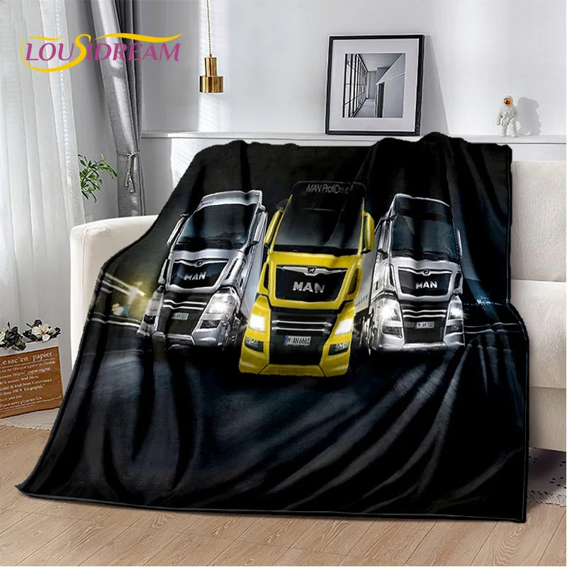 HD Man Truck Lorry 3D Printing Soft Flannel Blankets,Throw Blanket Comfortable Blanket for Picnic Beds Sofa Home Bedroom Gifts