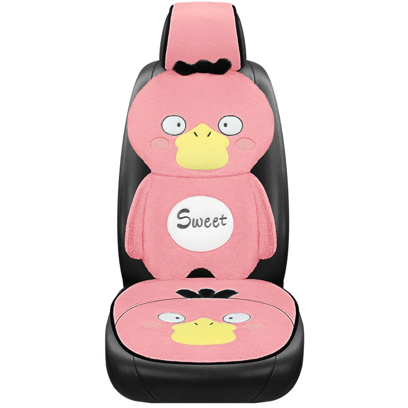 3D embroidery Cartoon Duck Car Seat Cover, Soft Plush Protect, Your Car's Seats, Universal Fit for Most Cars, SUVs, and Trucks