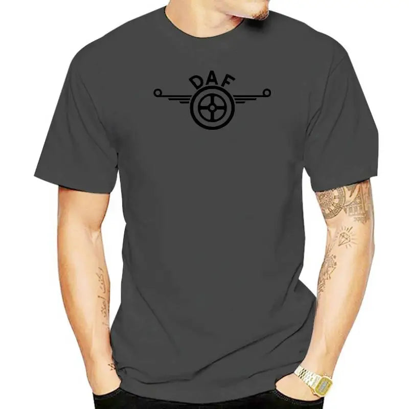 Mens Daf Logo Grey T-shirtSummer Fashion Tee Shirt Tops Clothing  Hgv Lf Tipper Trailer Box Truck