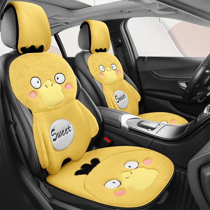 3D embroidery Cartoon Duck Car Seat Cover, Soft Plush Protect, Your Car's Seats, Universal Fit for Most Cars, SUVs, and Trucks