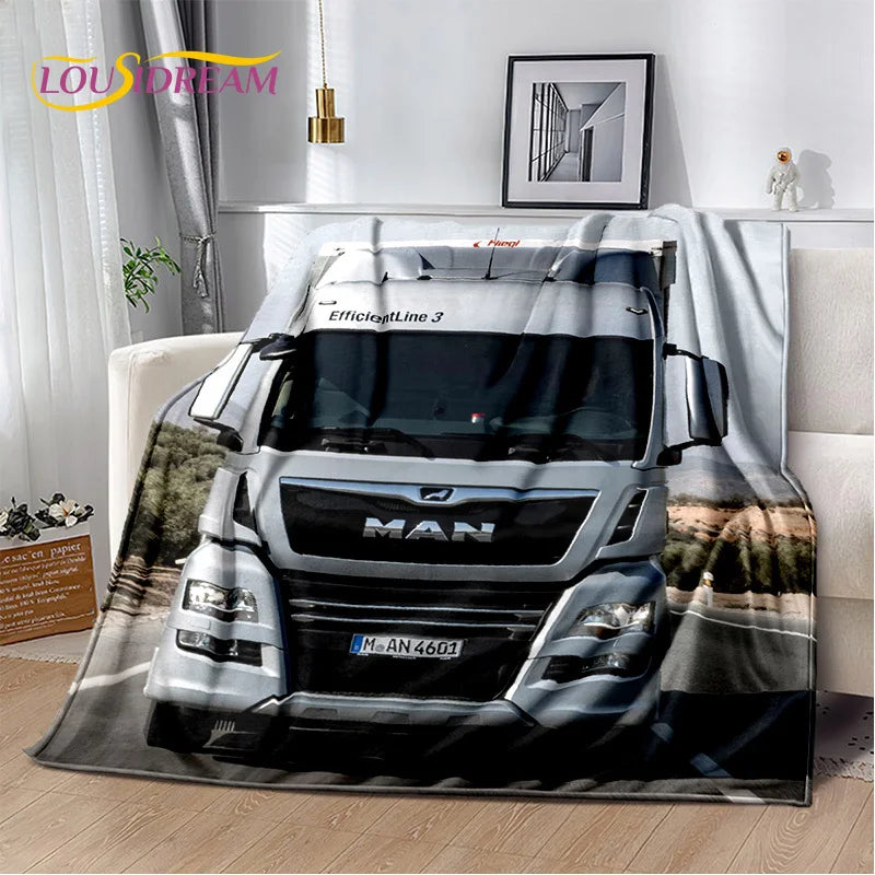 HD Man Truck Lorry 3D Printing Soft Flannel Blankets,Throw Blanket Comfortable Blanket for Picnic Beds Sofa Home Bedroom Gifts