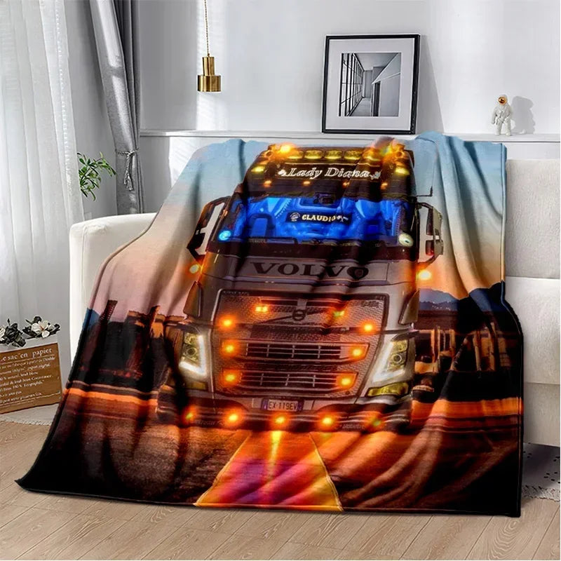 JY01HD Volvo Truck Lorry 3D Printing Soft Flannel Blankets,Throw Blanket Comfortable Blanket for Picnic Beds Sofa Home Bedroom@1