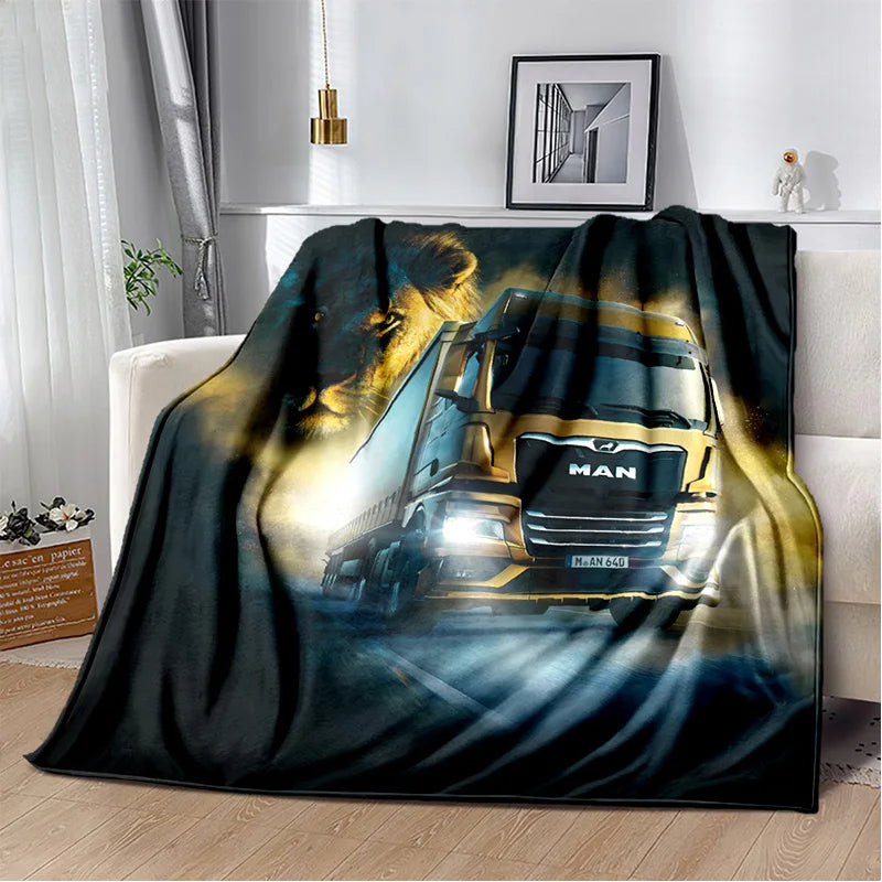 HD Man Truck Lorry 3D Printing Soft Flannel Blankets,Throw Blanket Comfortable Blanket for Picnic Beds Sofa Home Bedroom Gifts