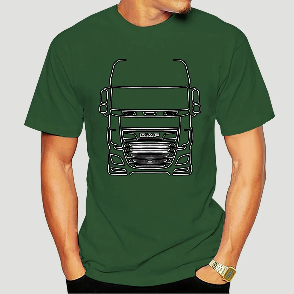 Men t-shirt DAF XF series truck outline graphic (white) tshirt Women t shirt 7739X