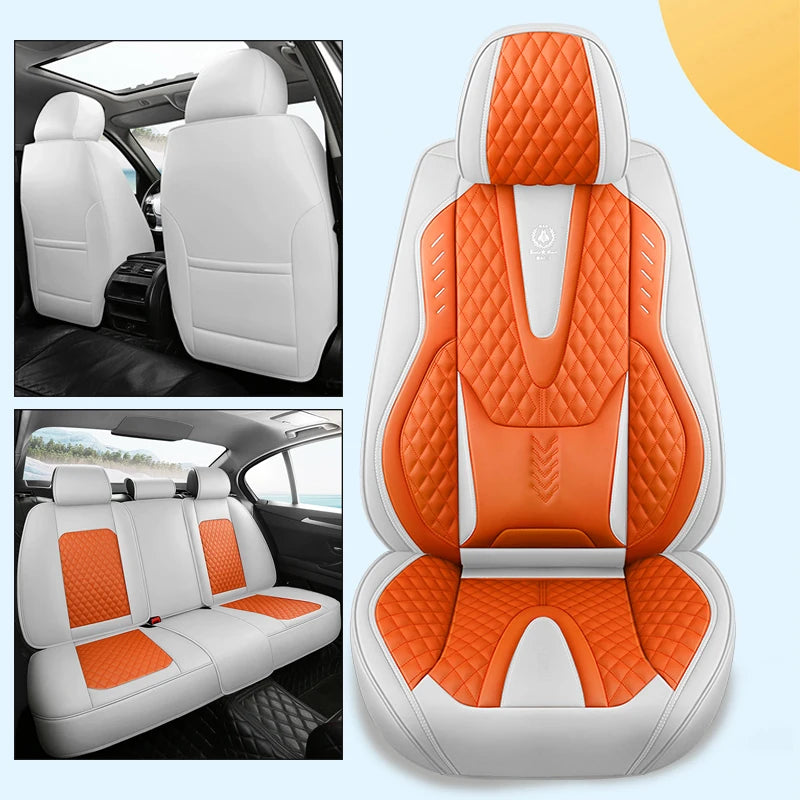 Nappa Car Seat Covers Breathable Waterproof Faux Leather Auto Cover for Cars SUV Truck Sedan,Universal Full Seat Blue +White