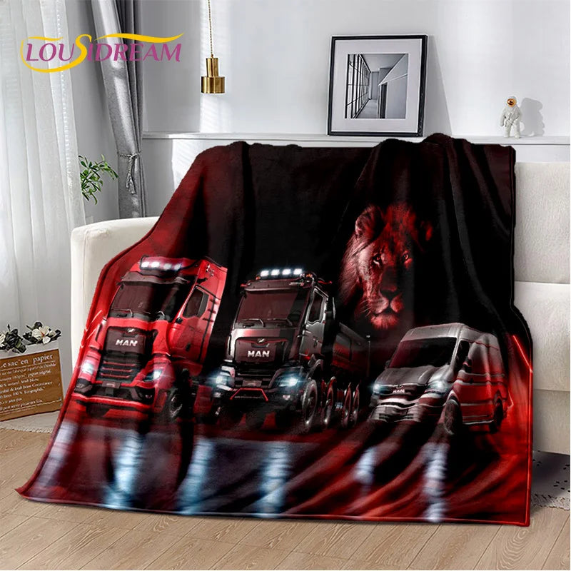 HD Man Truck Lorry 3D Printing Soft Flannel Blankets,Throw Blanket Comfortable Blanket for Picnic Beds Sofa Home Bedroom Gifts