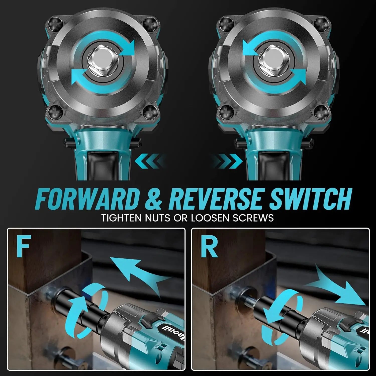 Uaoaii Brushless Cordless Impact Wrench 1000N.m 1/2 Electric Wrench Compatible With Makita Battery Truck Repair Torque Wrench