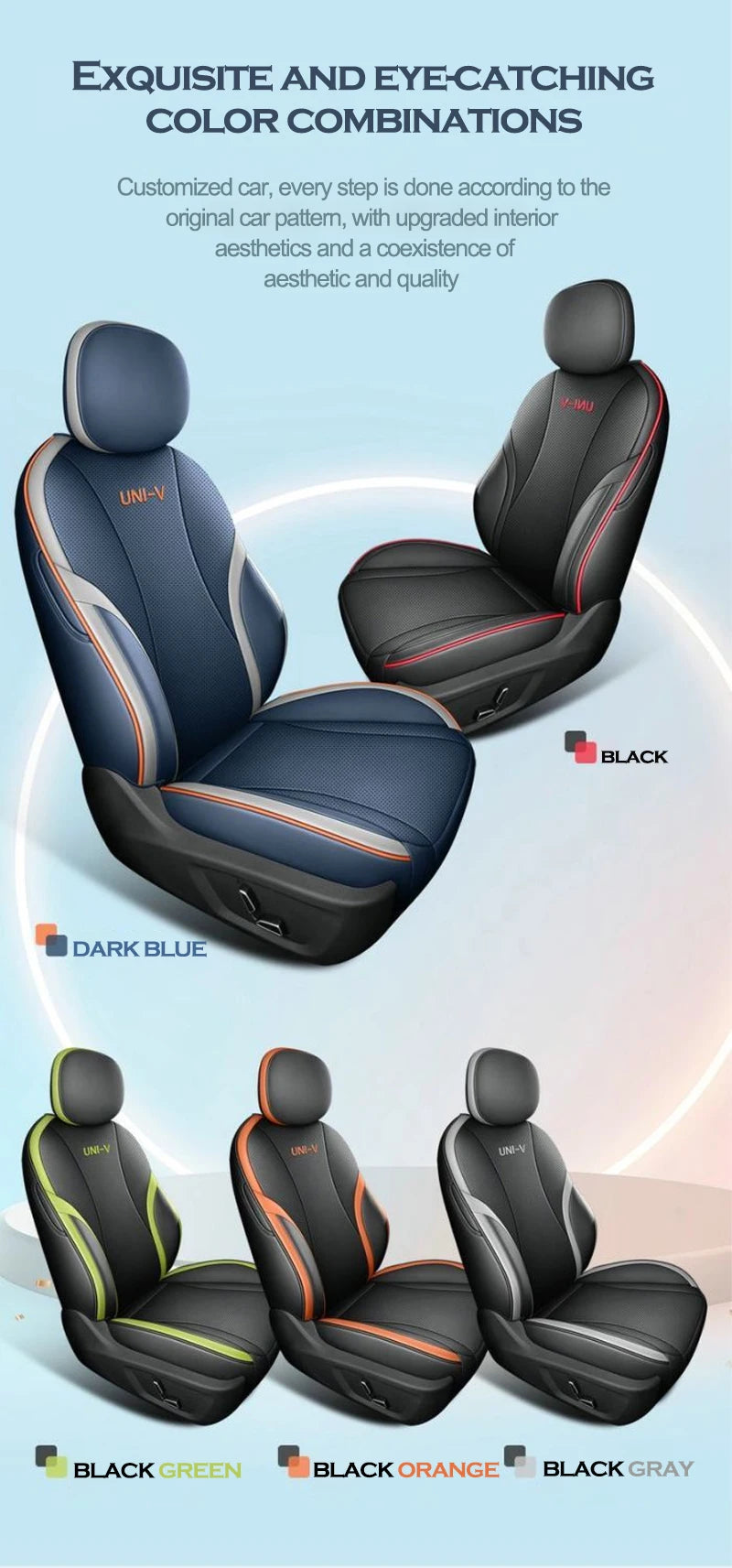 High Auto Car Seat Cushion Cover for Changan Chana UNI-V Univ 2022 2023 2024 2025 Four Seasons Seat Aviation Artificial Leather