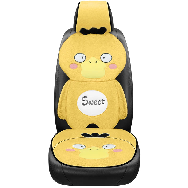3D embroidery Cartoon Duck Car Seat Cover, Soft Plush Protect, Your Car's Seats, Universal Fit for Most Cars, SUVs, and Trucks