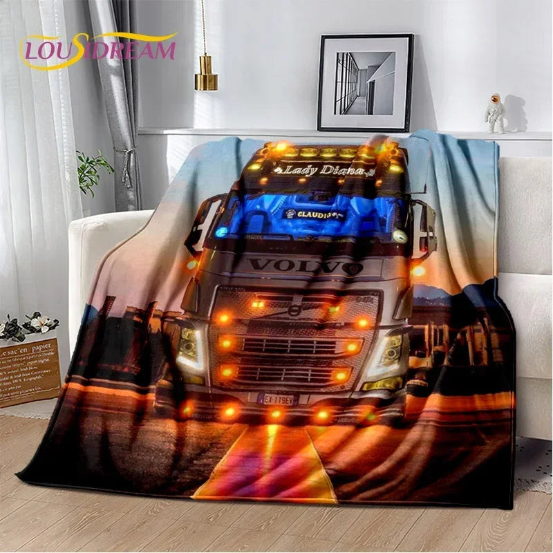 JY01HD Volvo Truck Lorry 3D Printing Soft Flannel Blankets,Throw Blanket Comfortable Blanket for Picnic Beds Sofa Home Bedroom@1