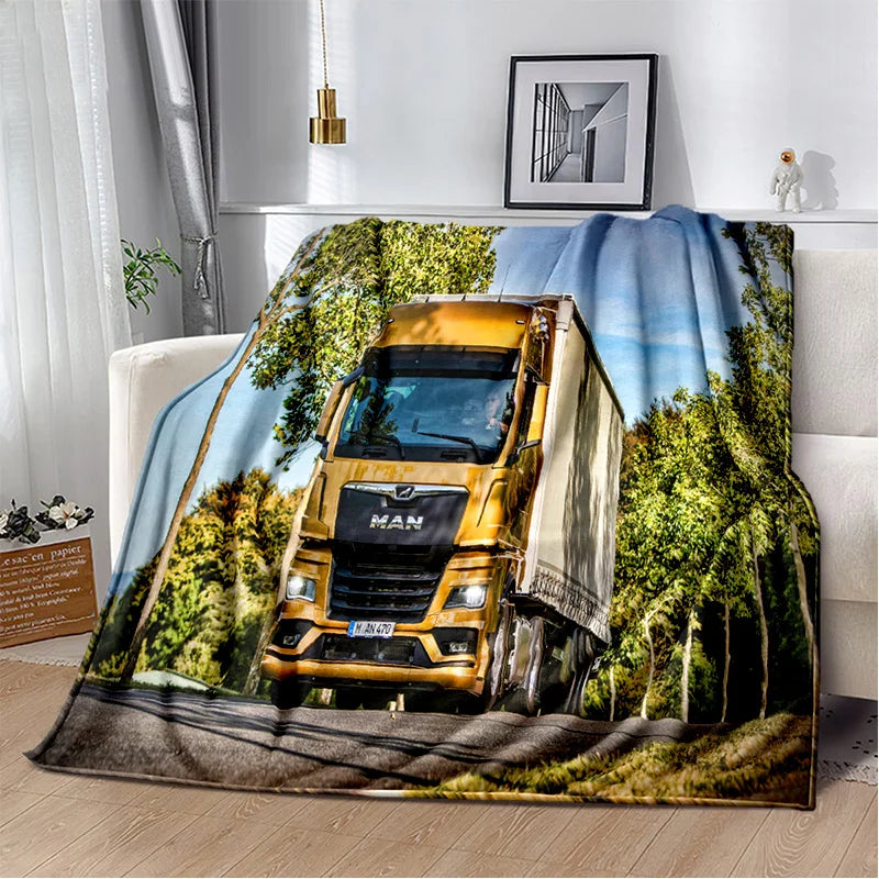HD Man Truck Lorry 3D Printing Soft Flannel Blankets,Throw Blanket Comfortable Blanket for Picnic Beds Sofa Home Bedroom Gifts