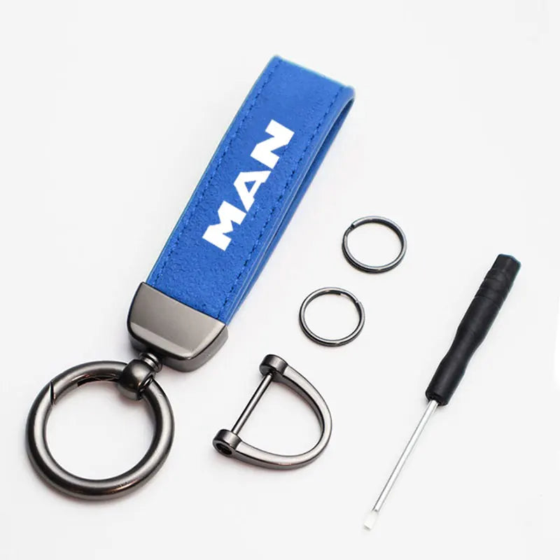Leather Carbon Fiber Car Ring Keychain key lanyard pendant waist hanging For MAN TGX TGM TGA TGS TGE Far Fashion Car Accessories