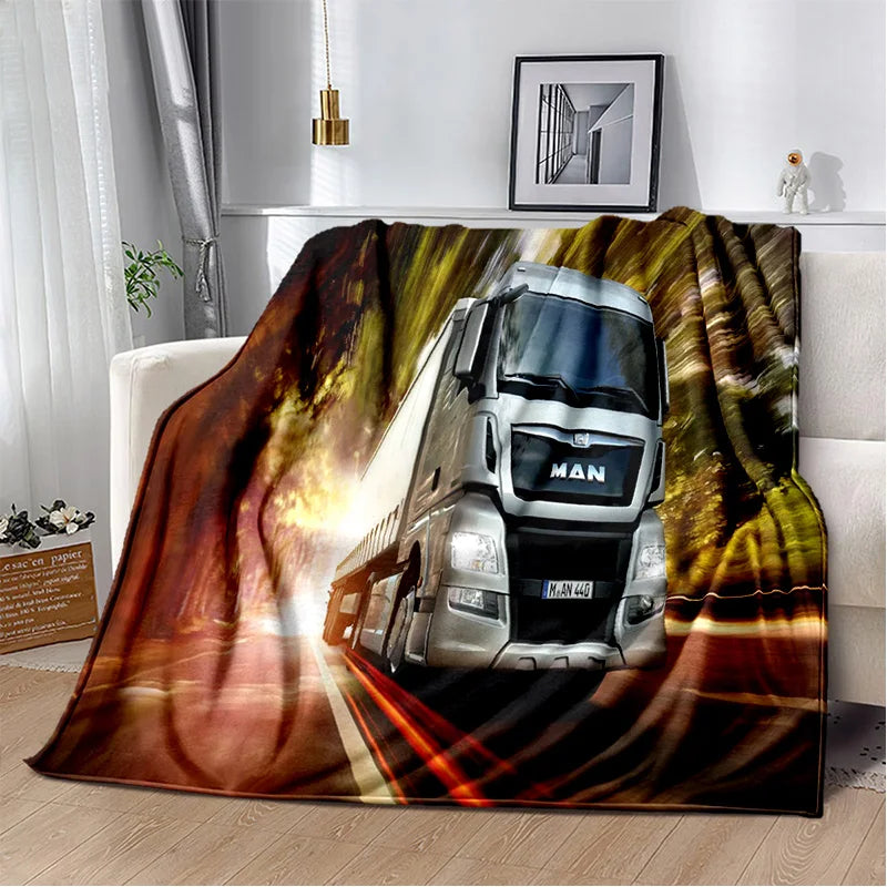 HD Man Truck Lorry 3D Printing Soft Flannel Blankets,Throw Blanket Comfortable Blanket for Picnic Beds Sofa Home Bedroom Gifts