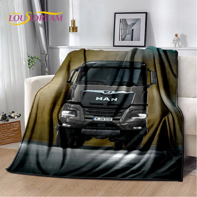 HD Man Truck Lorry 3D Printing Soft Flannel Blankets,Throw Blanket Comfortable Blanket for Picnic Beds Sofa Home Bedroom Gifts