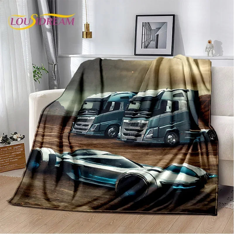 JY01HD Volvo Truck Lorry 3D Printing Soft Flannel Blankets,Throw Blanket Comfortable Blanket for Picnic Beds Sofa Home Bedroom@1
