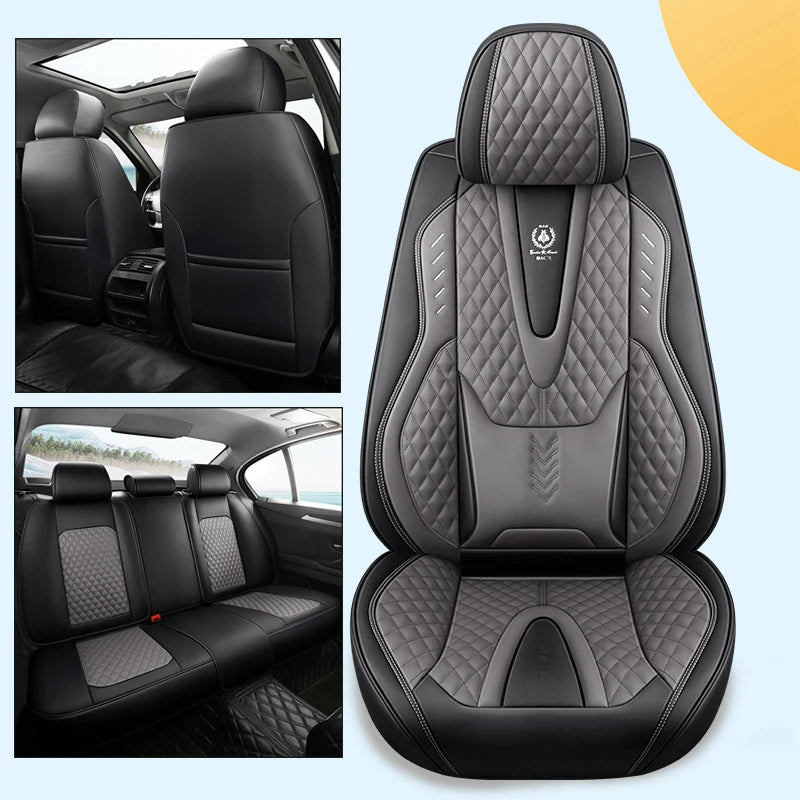 Nappa Car Seat Covers Breathable Waterproof Faux Leather Auto Cover for Cars SUV Truck Sedan,Universal Full Seat Blue +White