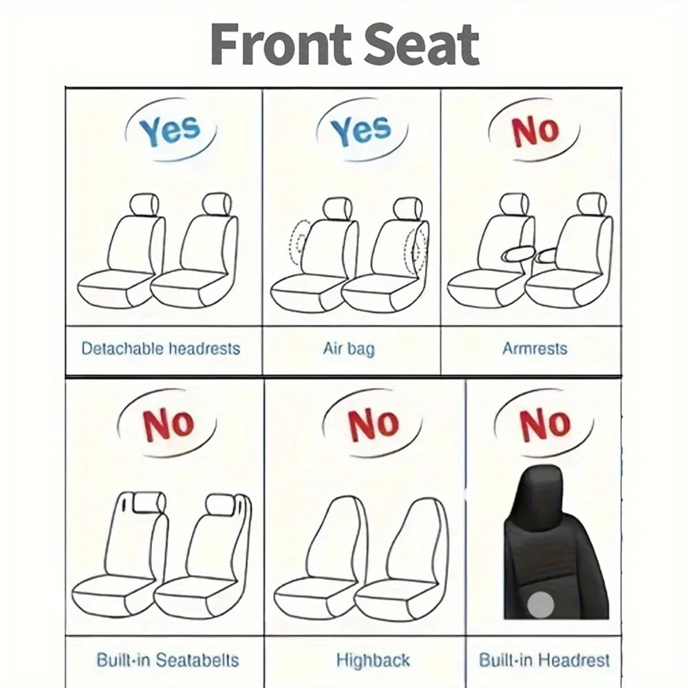 1/2PCS Universal PU Leather Set Car Seat Covers Full Surround Protection Easy Installation & Maintenance Front Car Seat Covers
