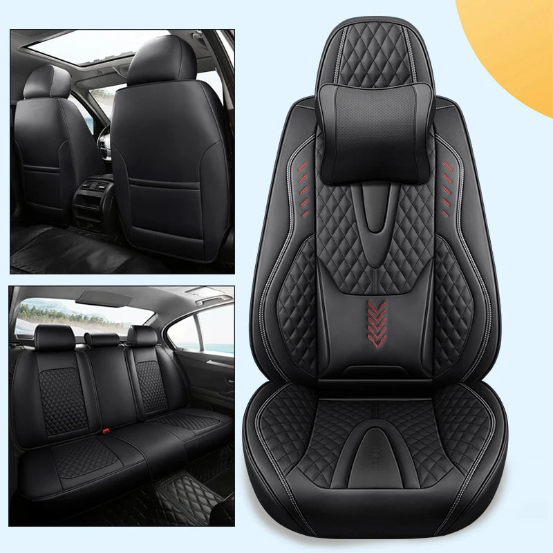 Nappa Car Seat Covers Breathable Waterproof Faux Leather Auto Cover for Cars SUV Truck Sedan,Universal Full Seat Blue +White