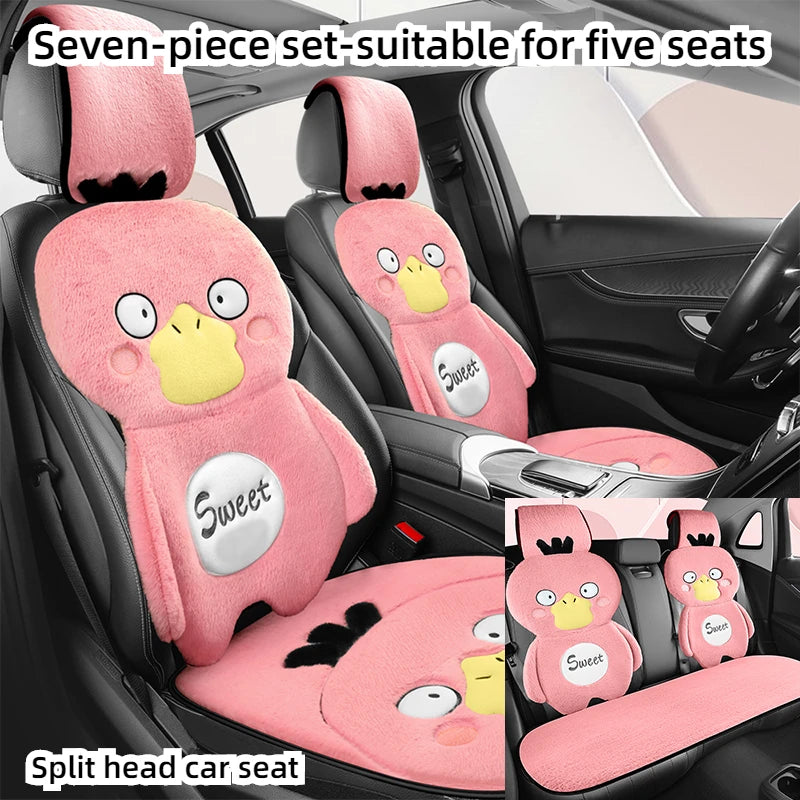 3D embroidery Cartoon Duck Car Seat Cover, Soft Plush Protect, Your Car's Seats, Universal Fit for Most Cars, SUVs, and Trucks