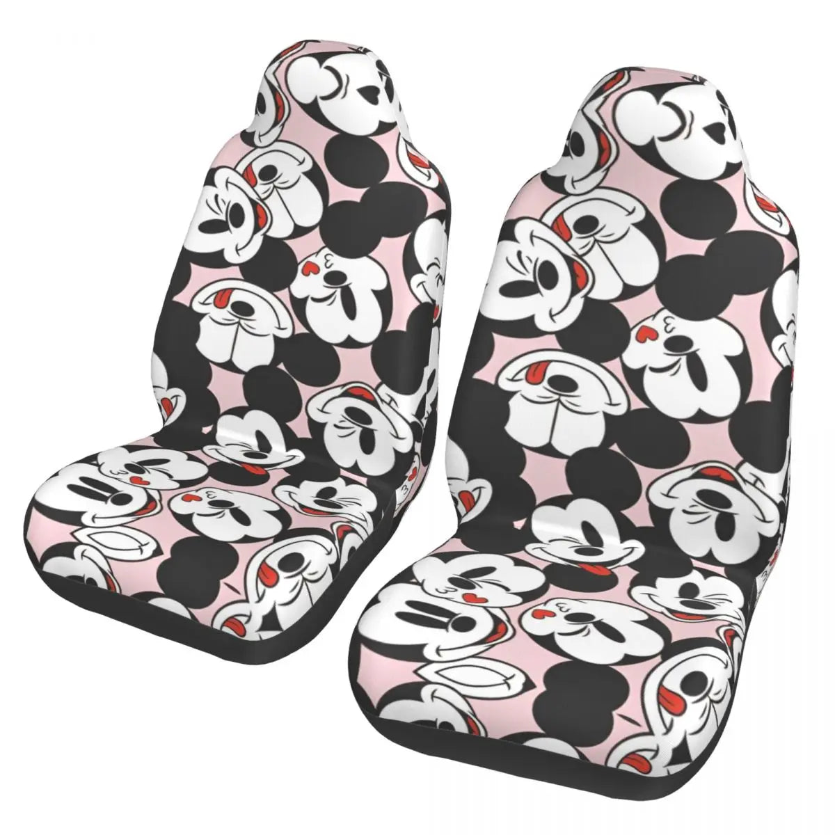 Kawaii Minnie Mouse Cartoon 2 Front Car Seat Covers for Cars Truck Sedan SUV Durable Automotive Seats Cover