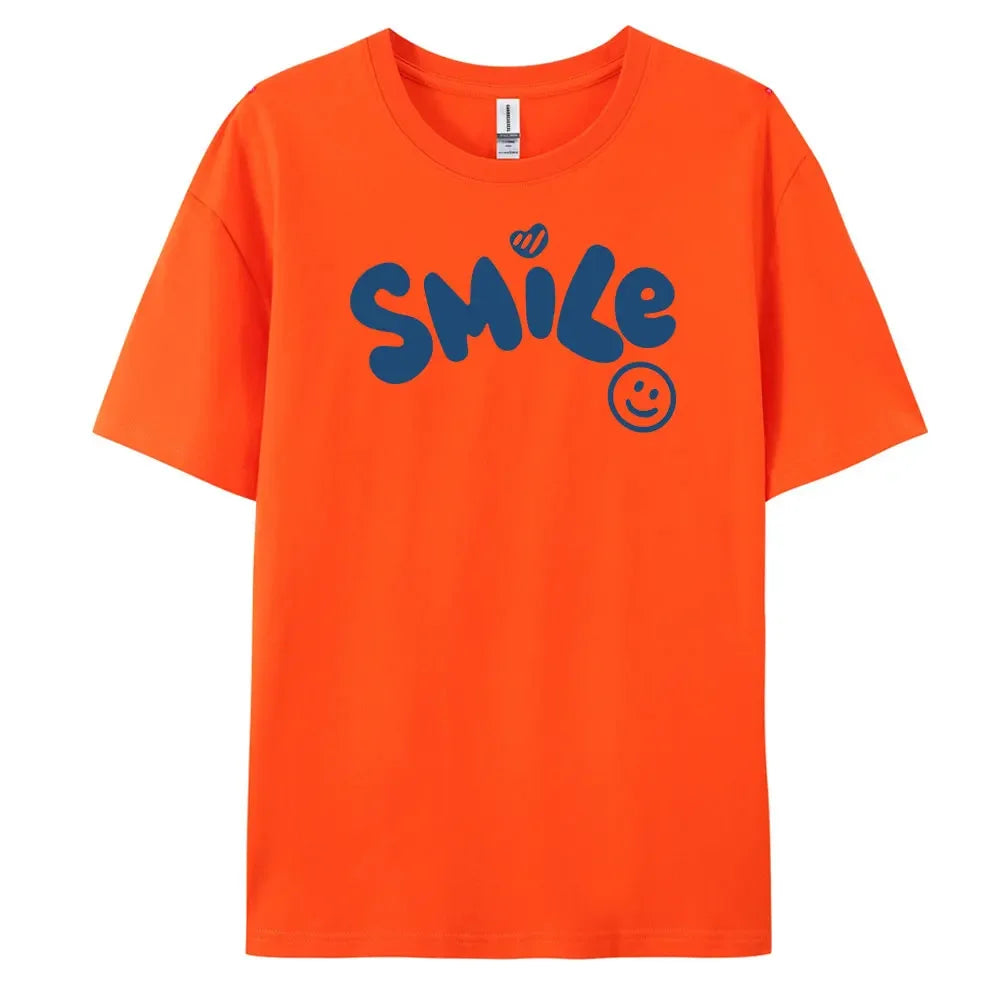Smile Summer Men's and Women's Loose Casual Short Sleeve T-Shirt Pure Cotton Fashion Printed T-Shirt Versatile Youth
