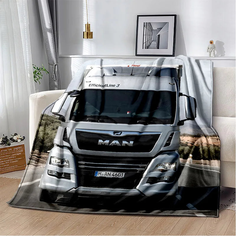HD Man Truck Lorry 3D Printing Soft Flannel Blankets,Throw Blanket Comfortable Blanket for Picnic Beds Sofa Home Bedroom Gifts