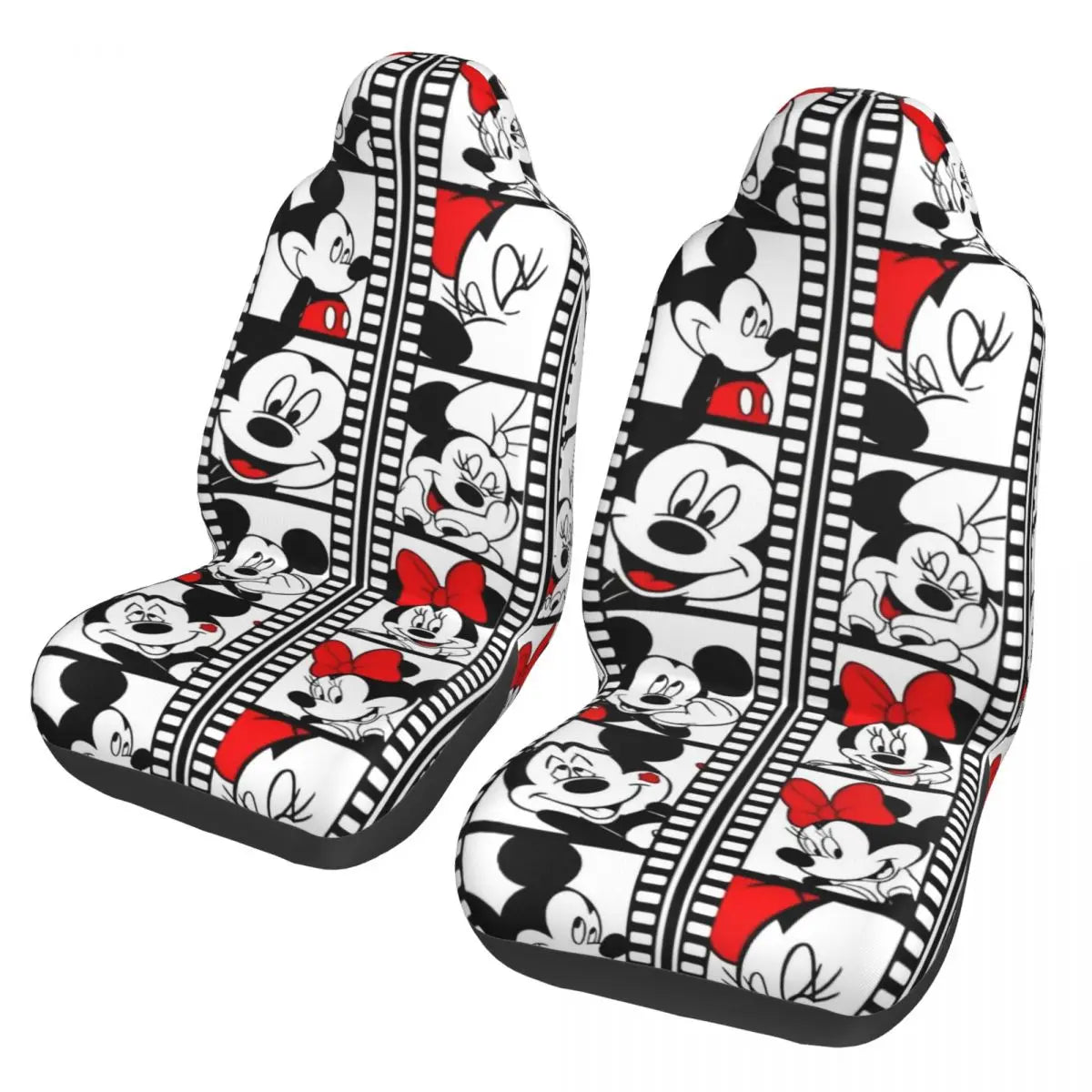Kawaii Minnie Mouse Cartoon 2 Front Car Seat Covers for Cars Truck Sedan SUV Durable Automotive Seats Cover