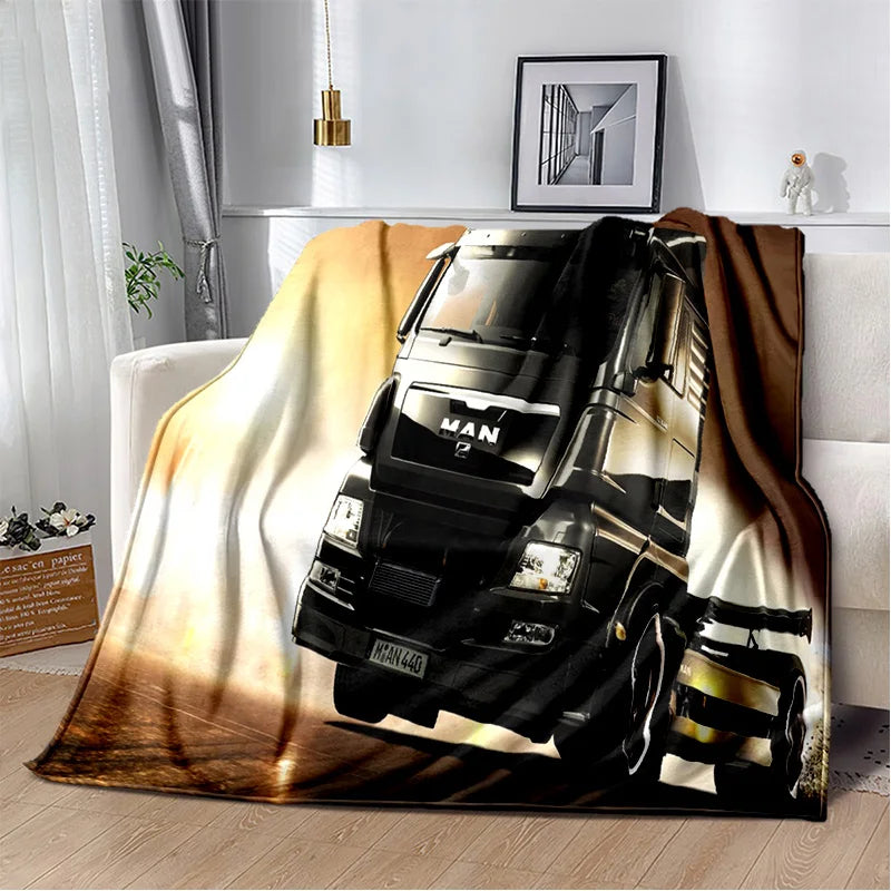 HD Man Truck Lorry 3D Printing Soft Flannel Blankets,Throw Blanket Comfortable Blanket for Picnic Beds Sofa Home Bedroom Gifts