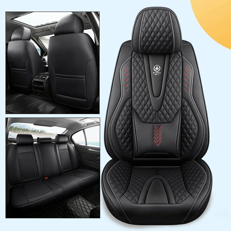 Nappa Car Seat Covers Breathable Waterproof Faux Leather Auto Cover for Cars SUV Truck Sedan,Universal Full Seat Blue +White