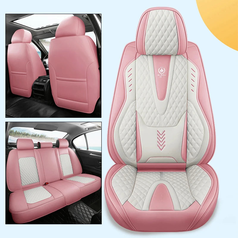 Nappa Car Seat Covers Breathable Waterproof Faux Leather Auto Cover for Cars SUV Truck Sedan,Universal Full Seat Blue +White