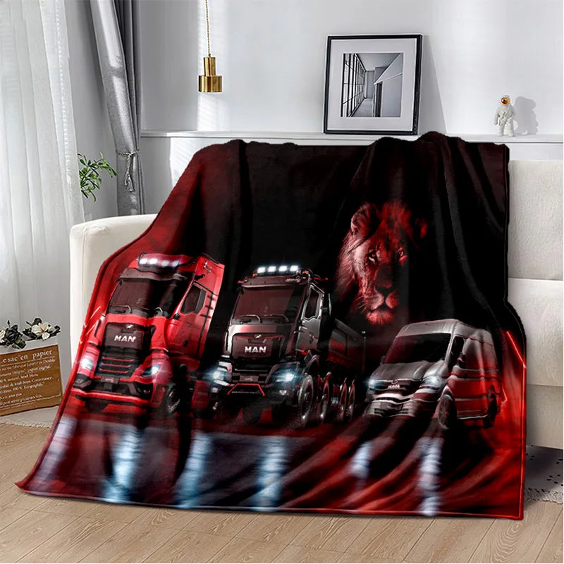 HD Man Truck Lorry 3D Printing Soft Flannel Blankets,Throw Blanket Comfortable Blanket for Picnic Beds Sofa Home Bedroom Gifts