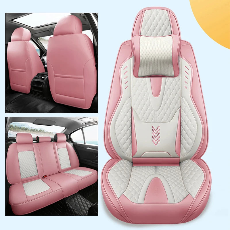 Nappa Car Seat Covers Breathable Waterproof Faux Leather Auto Cover for Cars SUV Truck Sedan,Universal Full Seat Blue +White