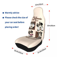 Kawaii Minnie Mouse Cartoon 2 Front Car Seat Covers for Cars Truck Sedan SUV Durable Automotive Seats Cover