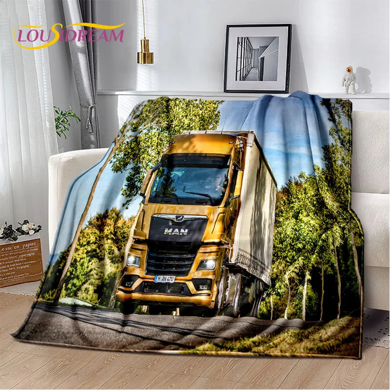 HD Man Truck Lorry 3D Printing Soft Flannel Blankets,Throw Blanket Comfortable Blanket for Picnic Beds Sofa Home Bedroom Gifts