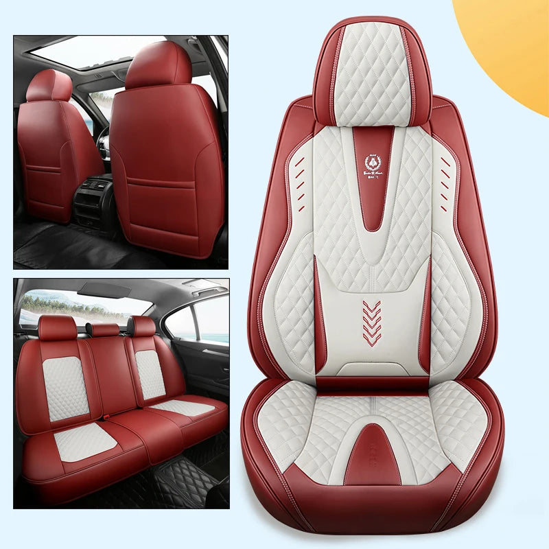 Nappa Car Seat Covers Breathable Waterproof Faux Leather Auto Cover for Cars SUV Truck Sedan,Universal Full Seat Blue +White