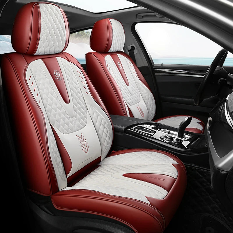 Nappa Car Seat Covers Breathable Waterproof Faux Leather Auto Cover for Cars SUV Truck Sedan,Universal Full Seat Blue +White