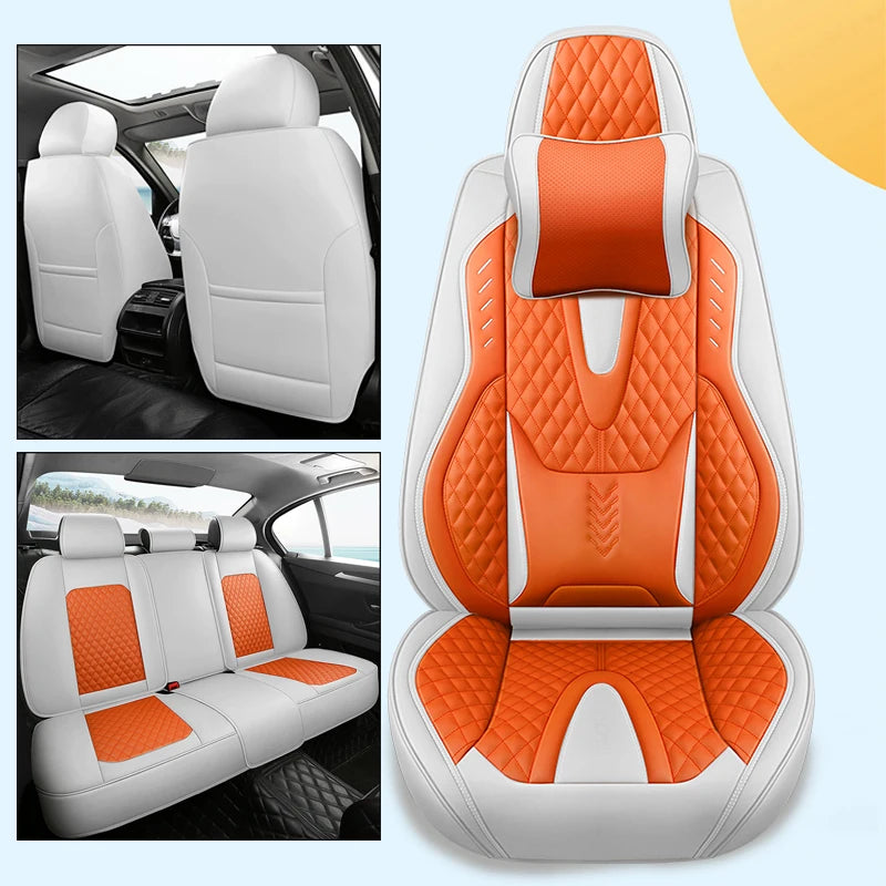 Nappa Car Seat Covers Breathable Waterproof Faux Leather Auto Cover for Cars SUV Truck Sedan,Universal Full Seat Blue +White