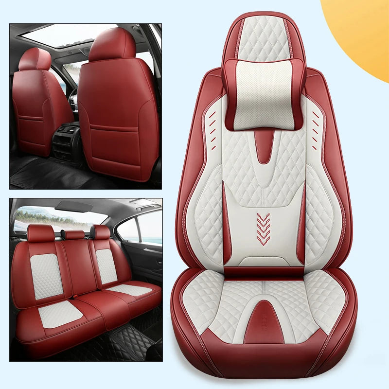 Nappa Car Seat Covers Breathable Waterproof Faux Leather Auto Cover for Cars SUV Truck Sedan,Universal Full Seat Blue +White
