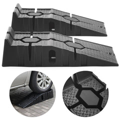 2pcs Heavy Duty Rubber Plastic 5 Ton GVM Low Ground Height Garage Vehicle Car Van Ramps, Vehicle Repairing Lifting Ramp, Anti-slip Rubber Ramps, Portable to Carry