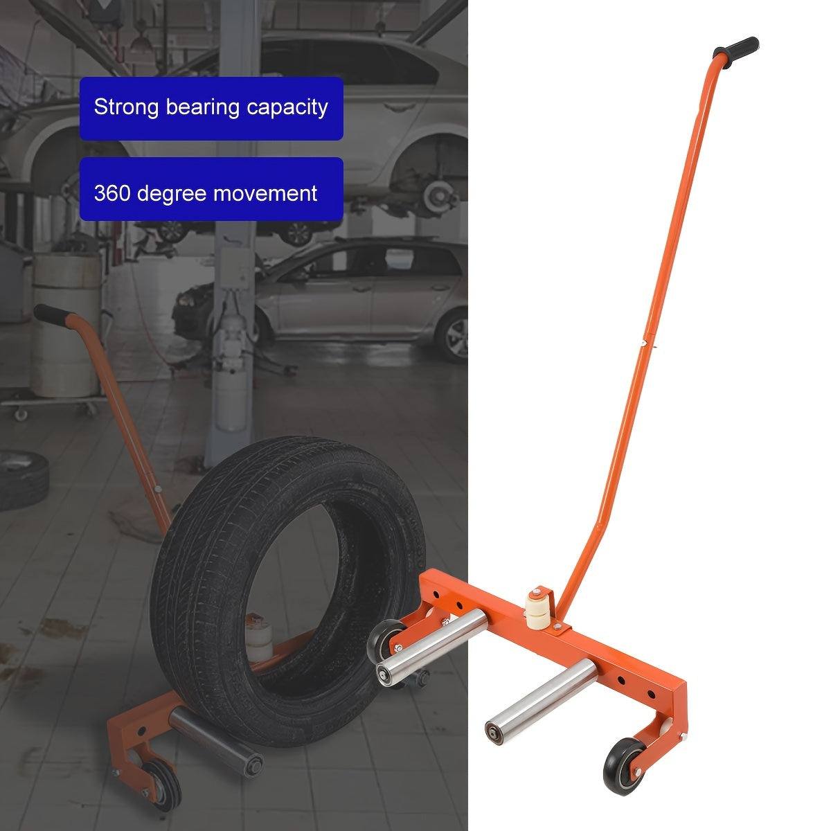 Cart Tire Lift Moving Tool Tire Moving Tool Heavy Duty Adjustable Rolling Wheel Maximum Load 150KG For HGV, Large Van & 4x4 Wheels From 16.51cm To 62.23cm.