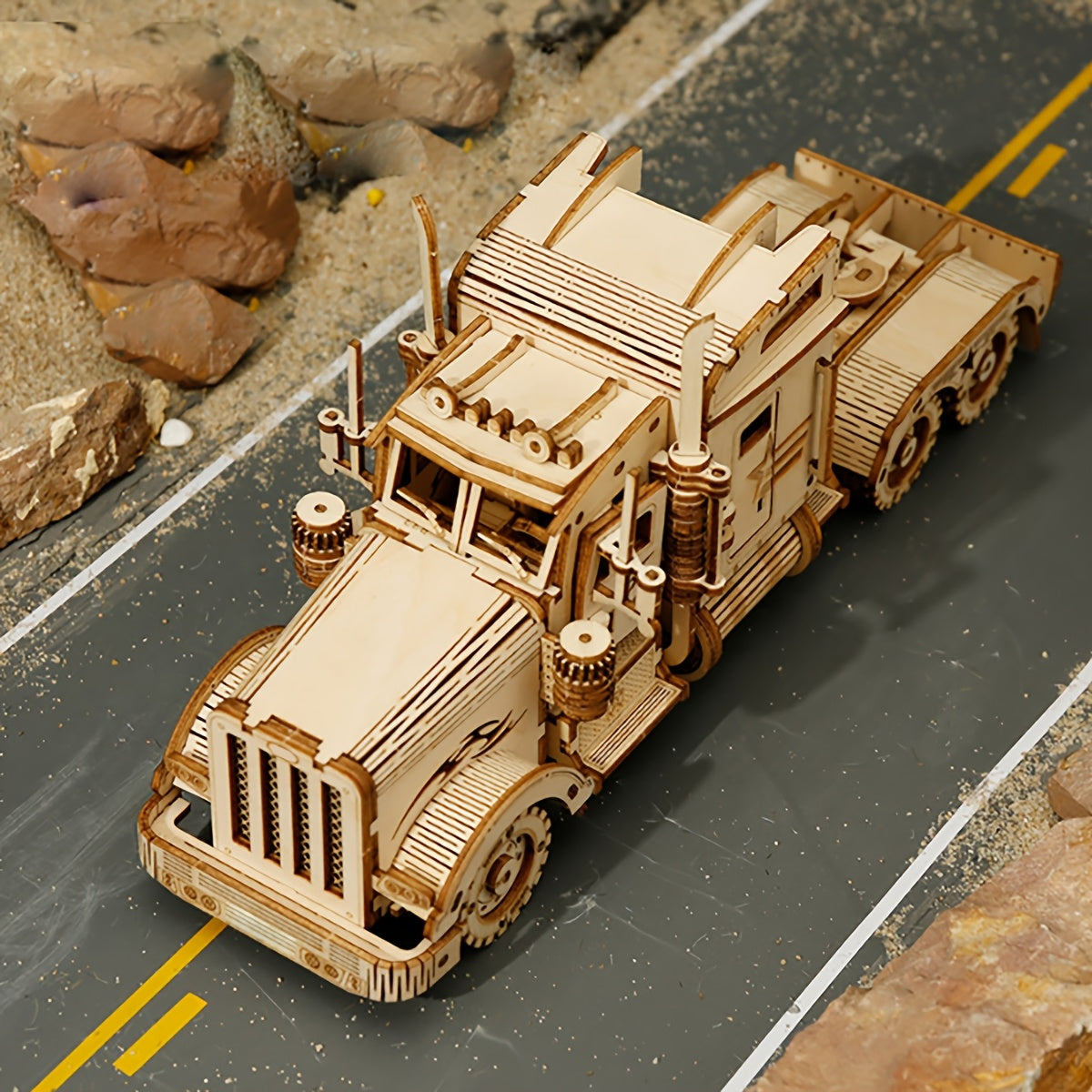 Handcrafted Wooden Truck Model - Rustic Home Decor, No Power Needed, Detailed Design with Realistic Textures, Perfect for Shelves or Tabletop Display