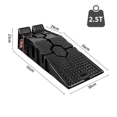 2pcs Heavy Duty Rubber Plastic 5 Ton GVM Low Ground Height Garage Vehicle Car Van Ramps, Vehicle Repairing Lifting Ramp, Anti-slip Rubber Ramps, Portable to Carry